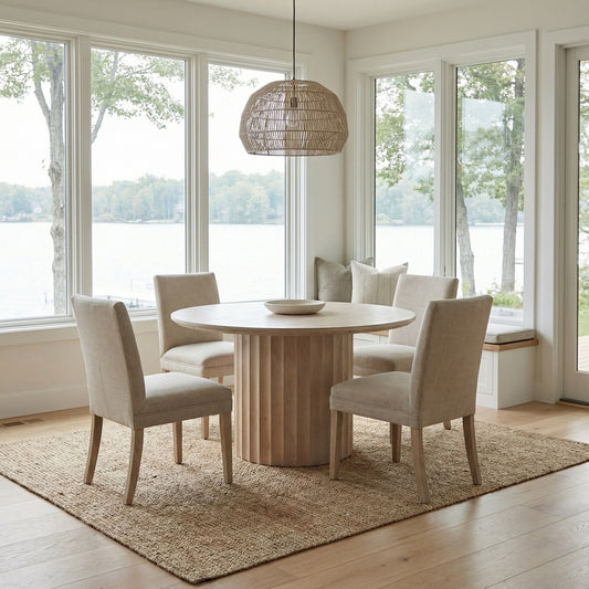 Marisol 53" Fluted Round Dining Table - New White Wash