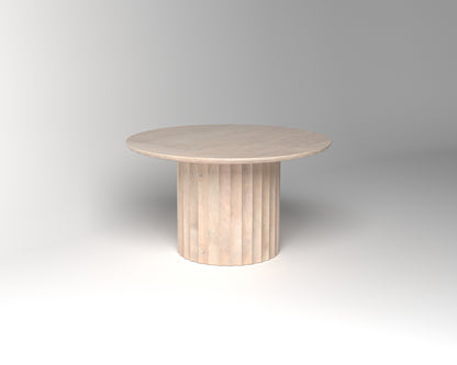 Marisol 53" Fluted Round Dining Table - New White Wash