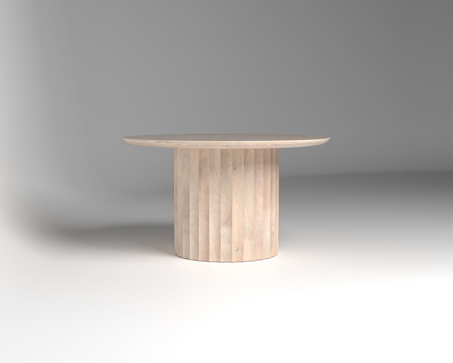 Marisol 53" Fluted Round Dining Table - New White Wash