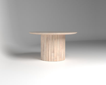 Marisol 53" Fluted Round Dining Table - New White Wash