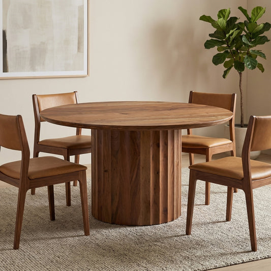 Marisol 60" Fluted Round Dining Table - Natural
