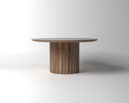 Marisol 60" Fluted Round Dining Table - Natural & Gray