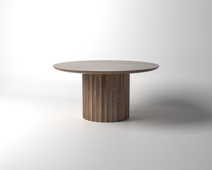 Marisol 60" Fluted Round Dining Table - Natural & Gray