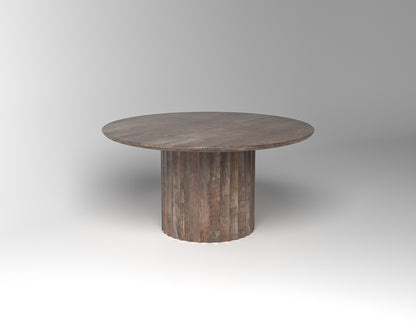 Marisol 60" Fluted Round Dining Table - Natural & Smoke