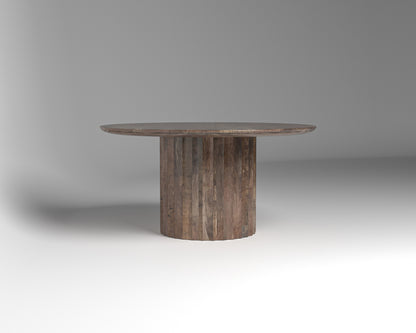 Marisol 60" Fluted Round Dining Table - Natural & Smoke