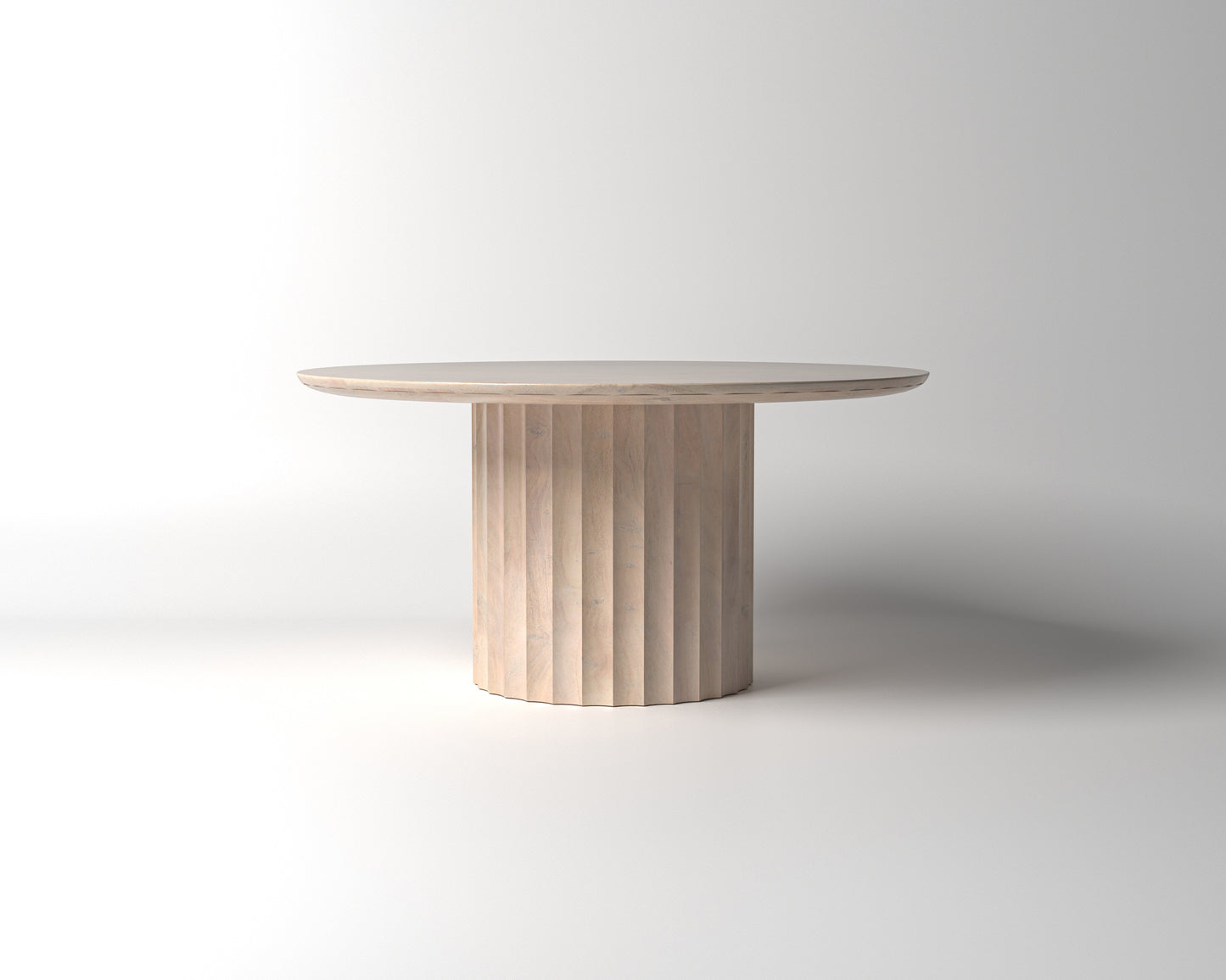 Marisol 60" Fluted Round Dining Table - New White Wash