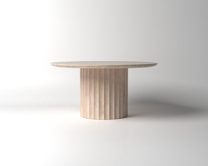 Marisol 60" Fluted Round Dining Table - New White Wash