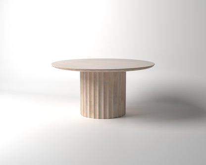Marisol 60" Fluted Round Dining Table - New White Wash