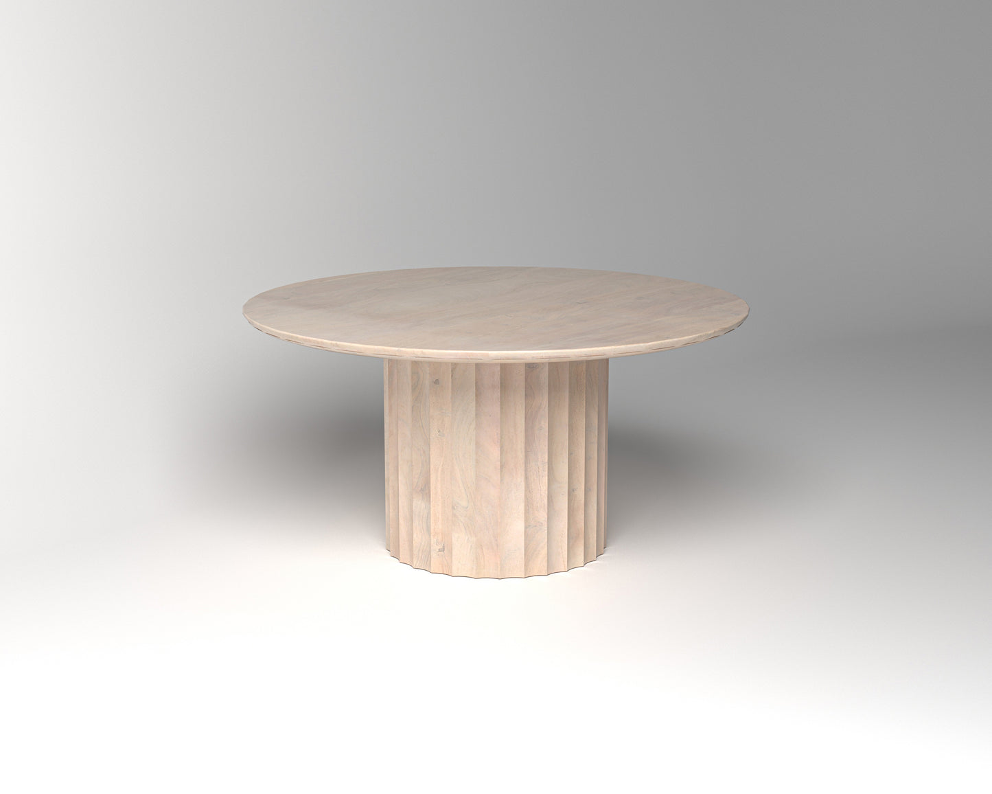 Marisol 60" Fluted Round Dining Table - New White Wash