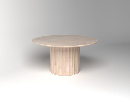 Marisol 60" Fluted Round Dining Table - New White Wash