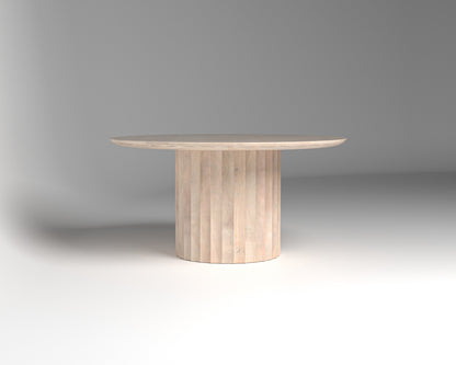 Marisol 60" Fluted Round Dining Table - New White Wash