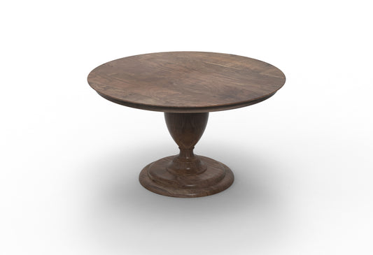 Clancy 53" Acacia Round Pedestal Dining Table - Smoke