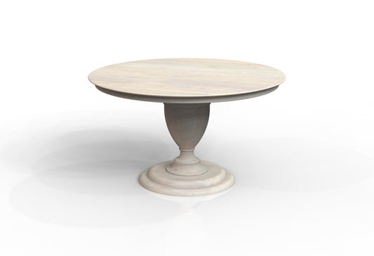 Clancy 53" Acacia Round Pedestal Dining Table - White Wash