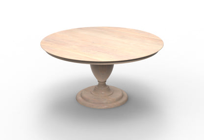 Clancy 60" Acacia Round Pedestal Dining Table - New White Wash