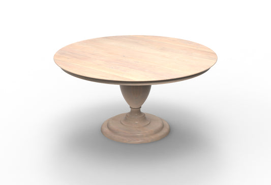 Clancy 60" Acacia Round Pedestal Dining Table - White Wash