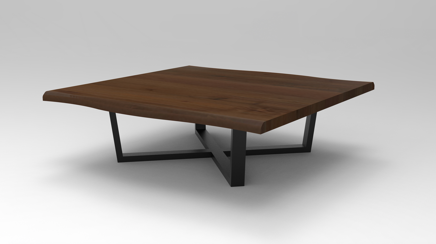 Malcolm Acacia 60" Square Live Edge Coffee Table - Natural + Black