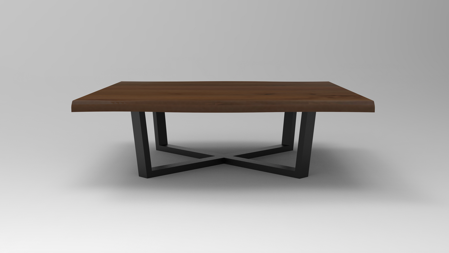 Malcolm Acacia 60" Square Live Edge Coffee Table - Natural + Black