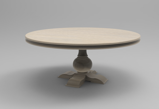Weston 72" Acacia Round Dining Table - White Wash