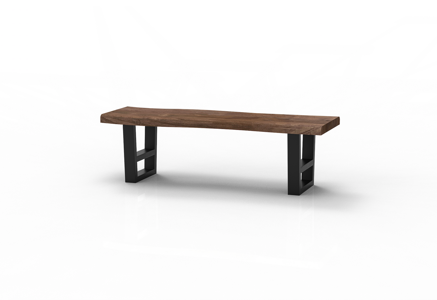 Malcolm 60" Acacia Live Edge Dining Bench - Natural + Smoke
