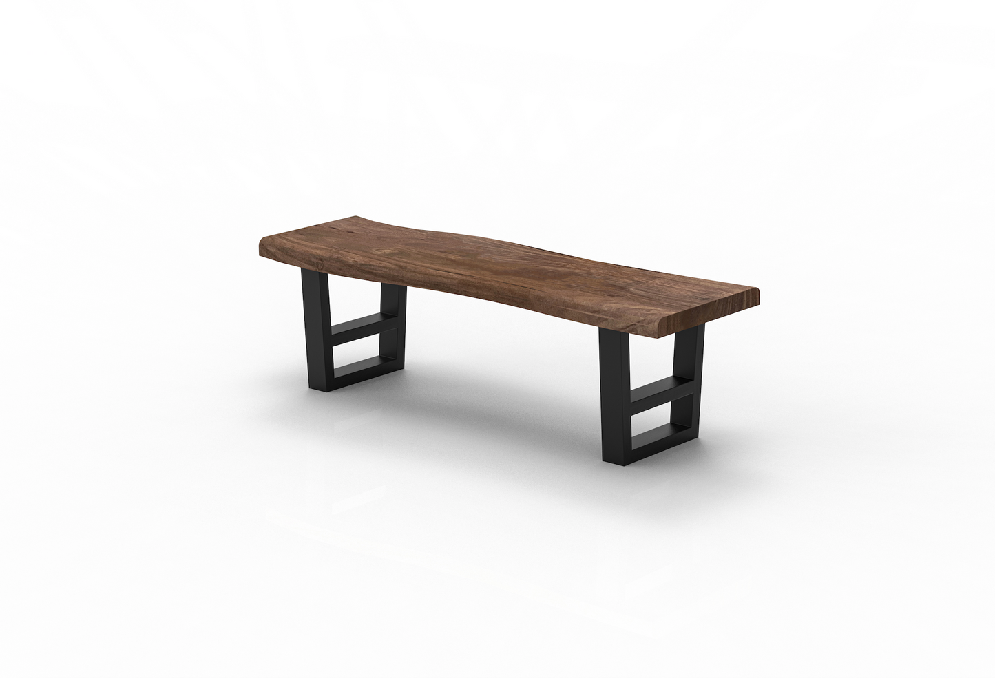 Malcolm 60" Acacia Live Edge Dining Bench - Natural + Smoke