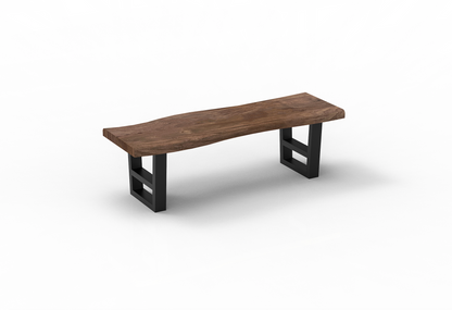 Malcolm 60" Acacia Live Edge Dining Bench - Natural + Smoke