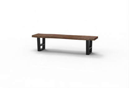 Malcolm 72" Acacia Live Edge Dining Bench - Natural + Smoke