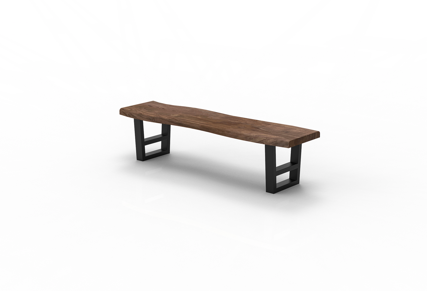 Malcolm 72" Acacia Live Edge Dining Bench - Natural + Smoke