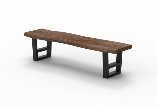 Malcolm Acacia 72″ Live Edge Dining Bench — Smoke