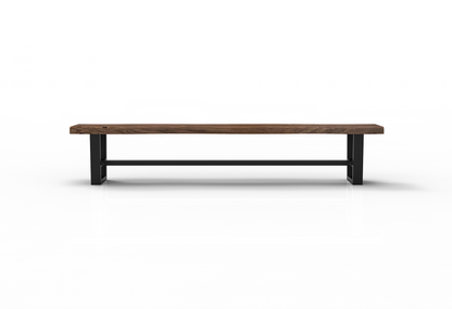 Malcolm 96" Acacia Live Edge Dining Bench - Natural + Smoke