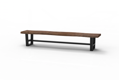 Malcolm 96" Acacia Live Edge Dining Bench - Natural + Smoke