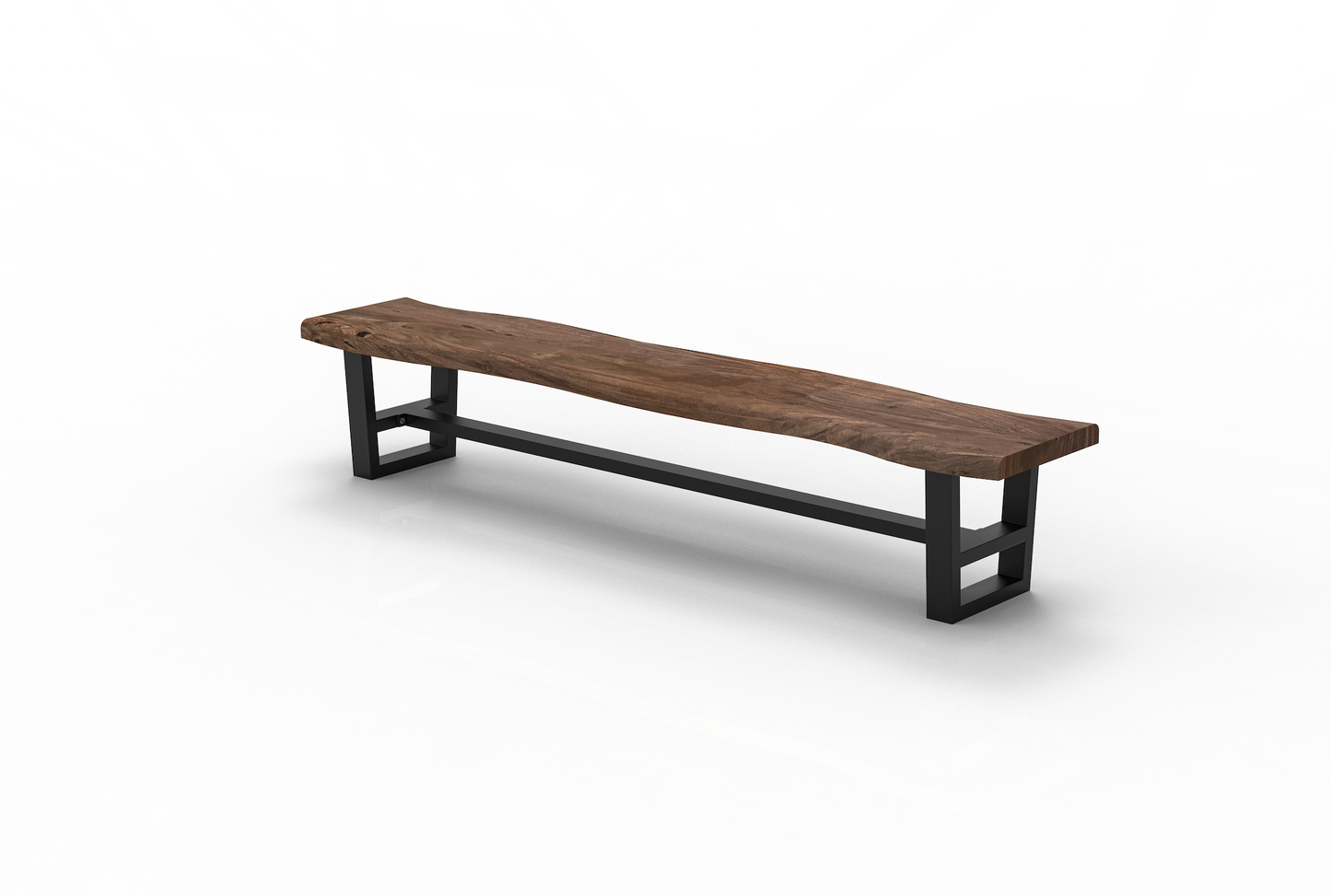 Malcolm 96" Acacia Live Edge Dining Bench - Natural + Smoke
