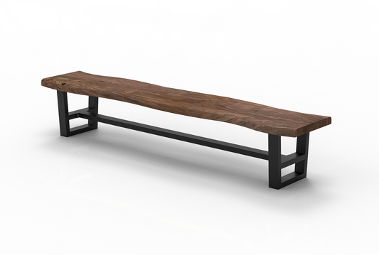 Malcolm Acacia 96″ Live Edge Dining Bench — Smoke