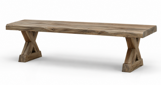 Bartholomew Teak Live Edge Dining Bench - Natural