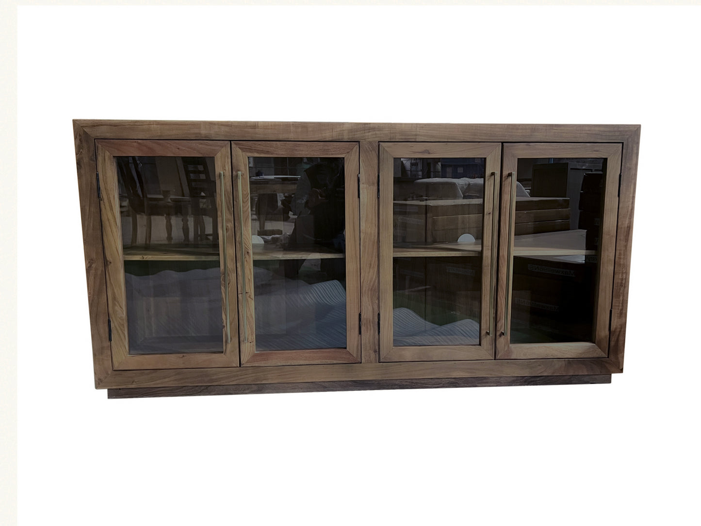 Tristan 72" 4 Door Glass Front Sideboard - Natural + Smoke