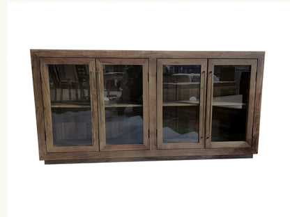 Tristan 72" 4 Door Glass Front Sideboard - Natural + Smoke