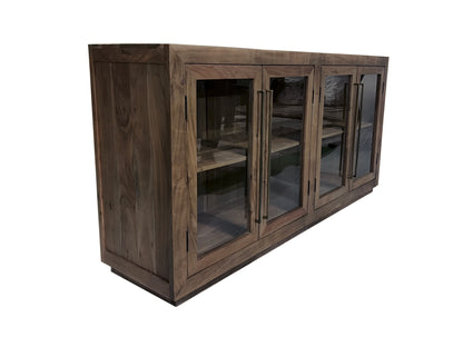 Tristan 72" 4 Door Glass Front Sideboard - Natural + Smoke