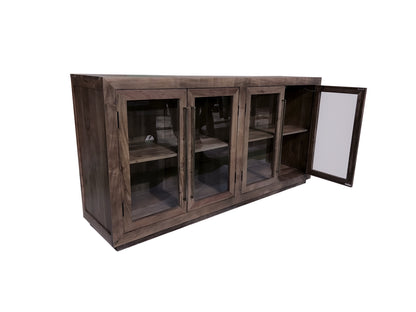 Tristan 72" 4 Door Glass Front Sideboard - Natural + Smoke