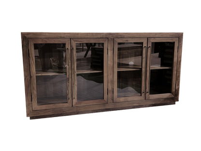 Tristan 72" 4 Door Glass Front Sideboard - Natural + Smoke
