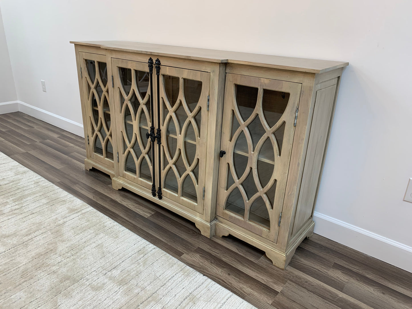 Clarissa 72" Acacia 4 Door Breakfront Sideboard - New White Wash