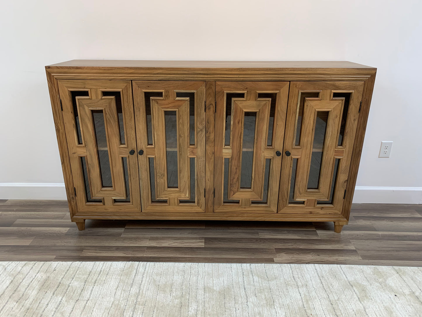 Dominic 71" Acacia 4 Door Glass Front Sideboard - Natural