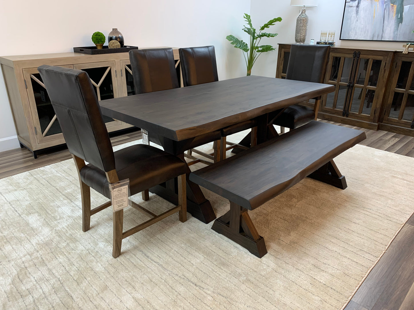 Bartholomew 72" Teak Live Edge Dining Table - Natural + Black