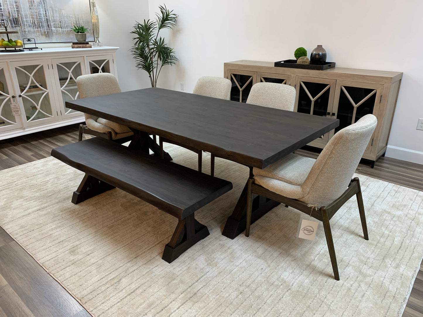 Bartholomew 84" Teak Live Edge Dining Table - Natural + Black