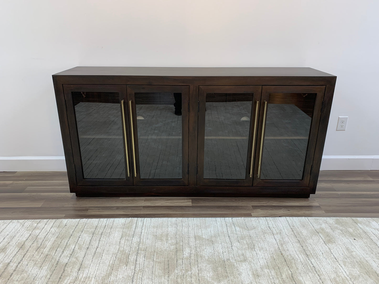 Tristan 72" 4 Door Glass Front Sideboard - Natural + Black