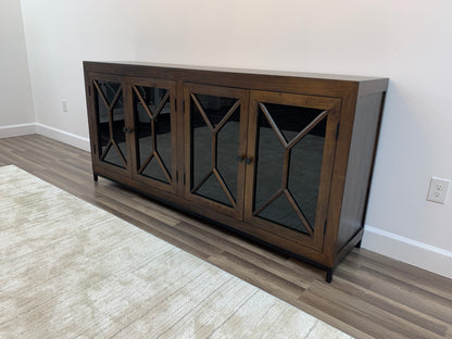 Candace 82" Smoked Glass 4 Door Sideboard - Natural + Black