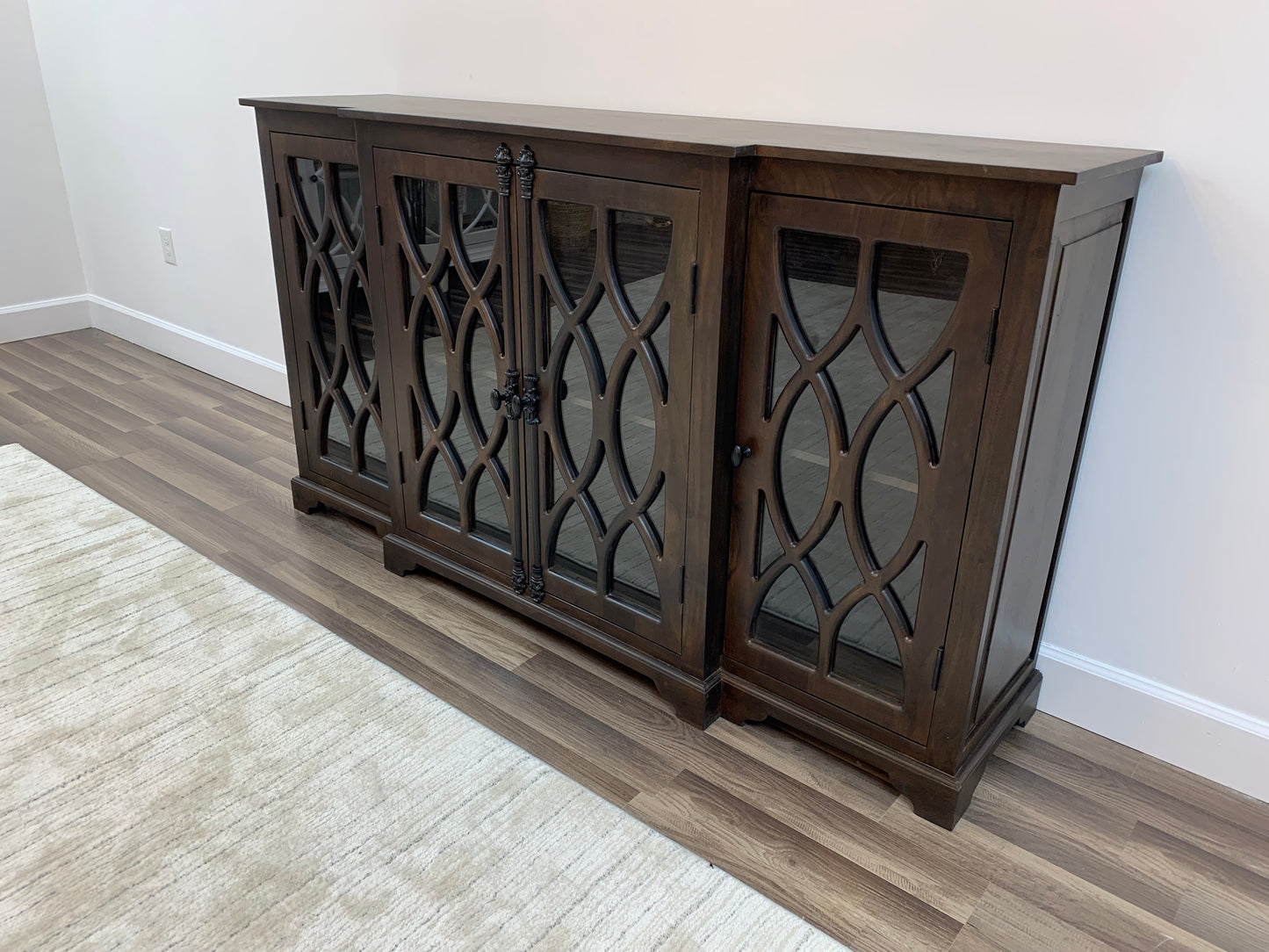 Clarissa 72" Acacia 4 Door Breakfront Sideboard - Natural + Black