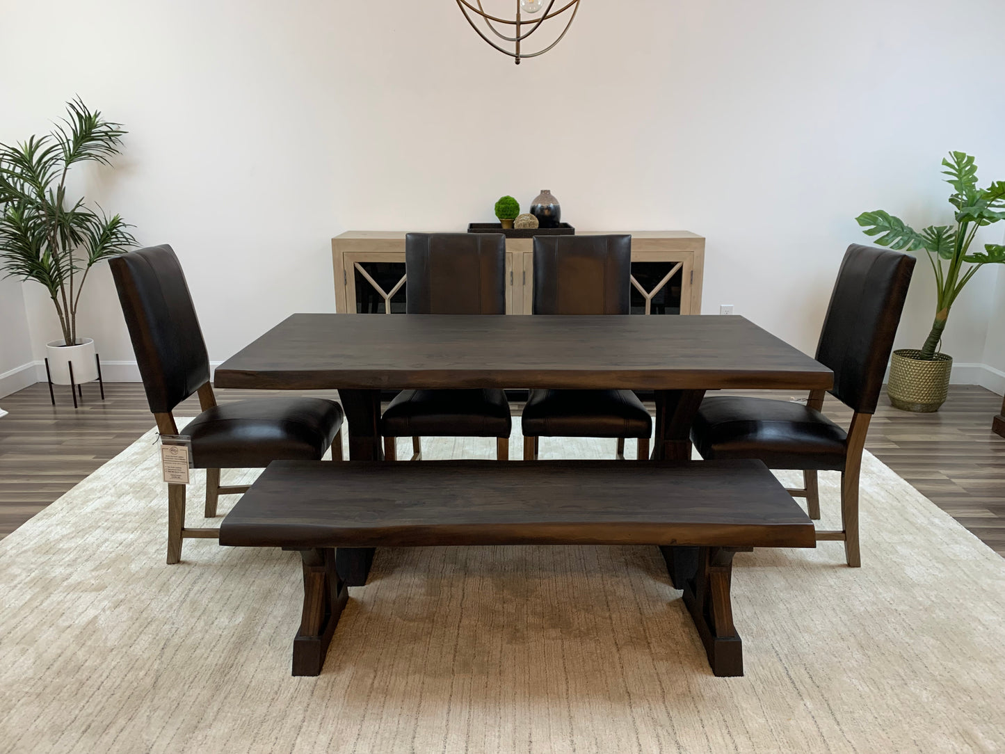 Bartholomew 72" Teak Live Edge Dining Table - Natural + Black