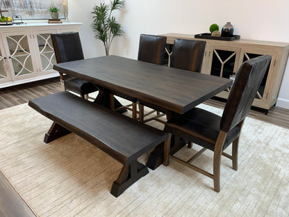 Bartholomew 72" Teak Live Edge Dining Table - Natural + Black