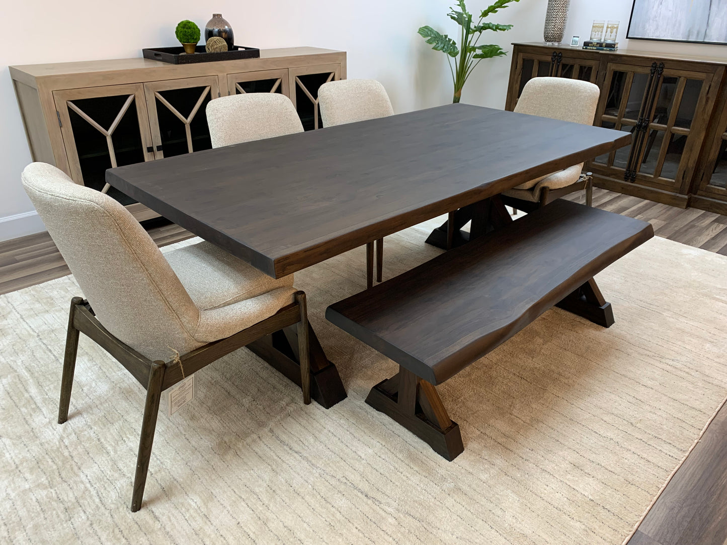 Bartholomew 84" Teak Live Edge Dining Table - Natural + Black