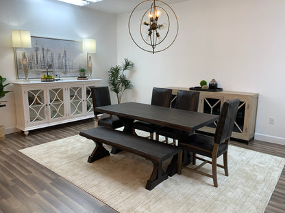 Bartholomew 72" Teak Live Edge Dining Table - Natural + Black