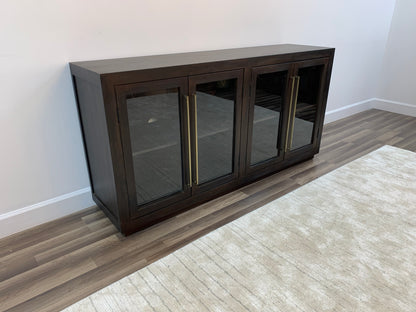 Tristan 72" 4 Door Glass Front Sideboard - Natural + Black